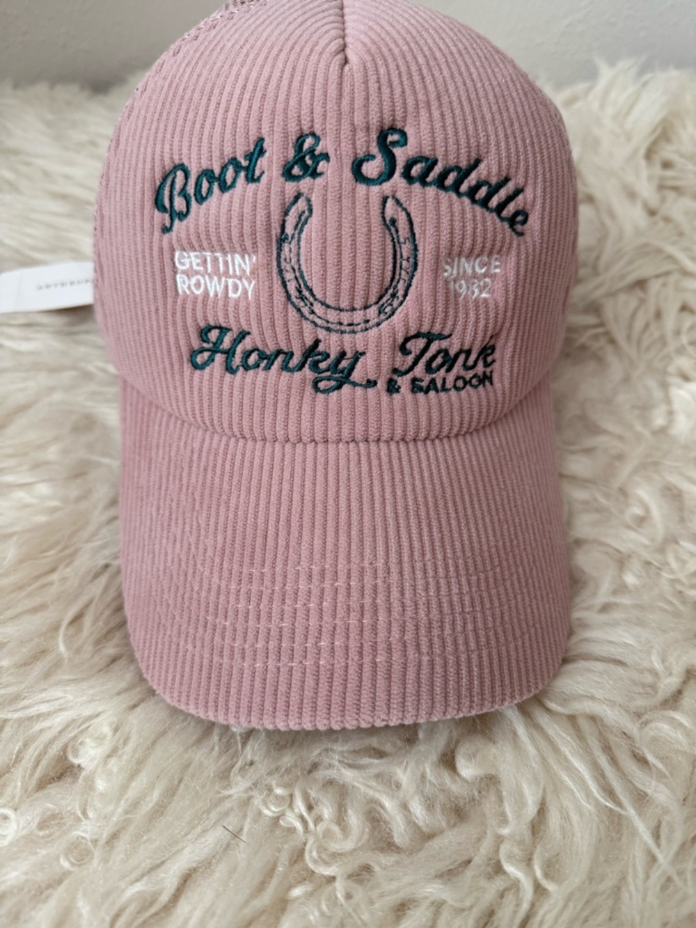 Anthropologie Worn/West Pink Corduroy Trucker Hat - Picture 2 of 7